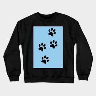 Black Pawprints on Light Blue Crewneck Sweatshirt